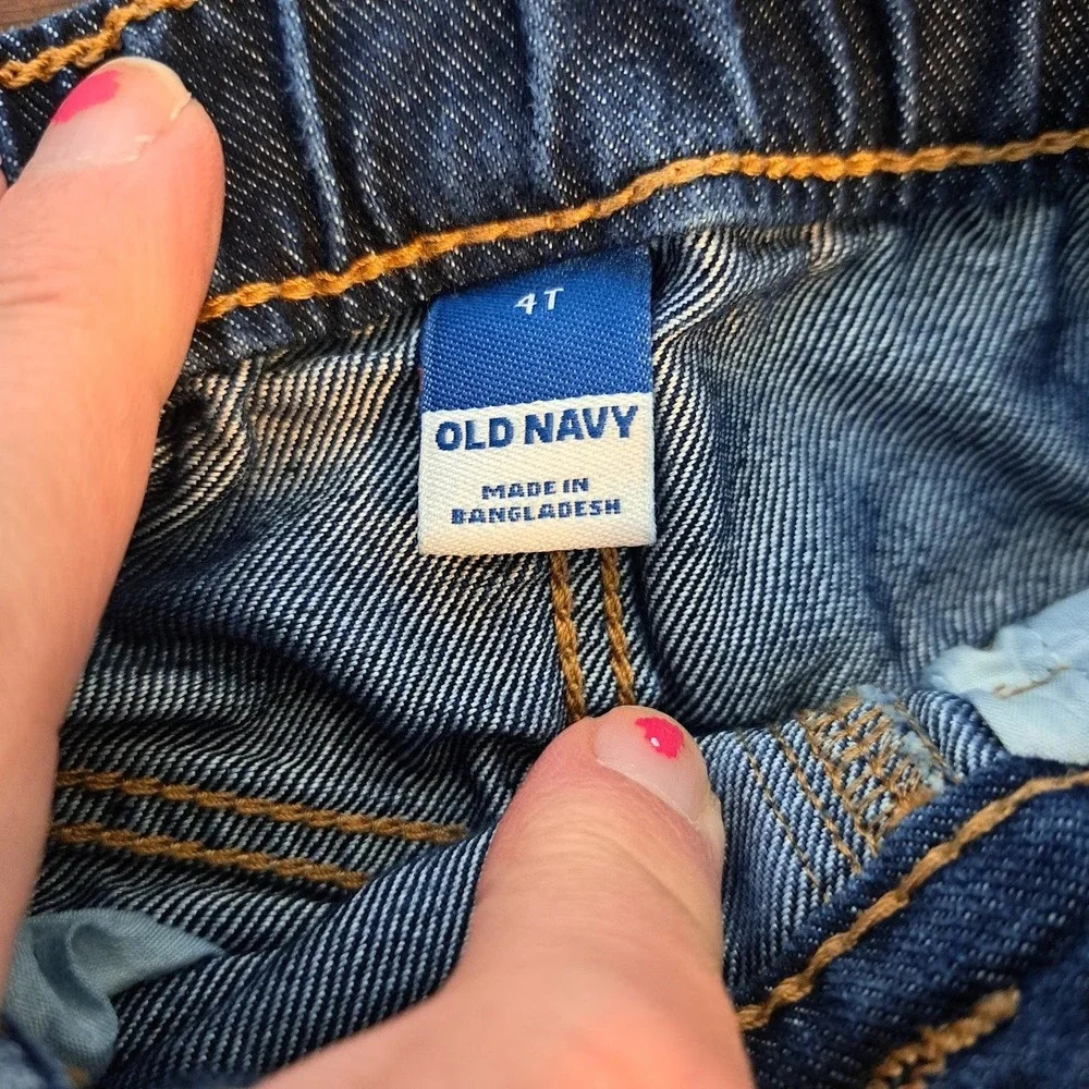 Old Navy Kids 4T Denim Shorts Bundle 3 Pack Light Medium Dark Wash Elastic Waist